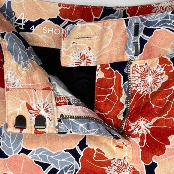 Ann Taylor Loft Womens Floral Print 4" Shorts Size 4 100% Cotton Blue Peach - Picture 4 of 10